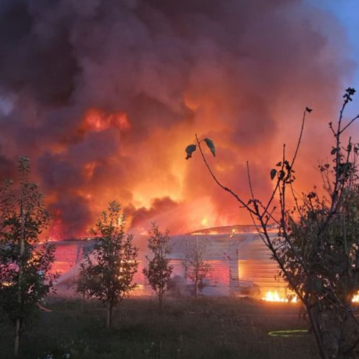 Pożar hali w Otwocku. Strażacy gaszą zakład ze zniczami